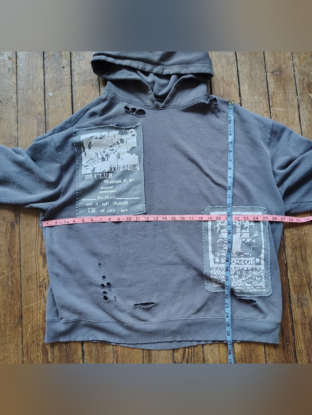 Sex Pistols Distressed Patched Graphic Hoodie Oversized Large/XL Baggy Punk - Picture 9 of 9